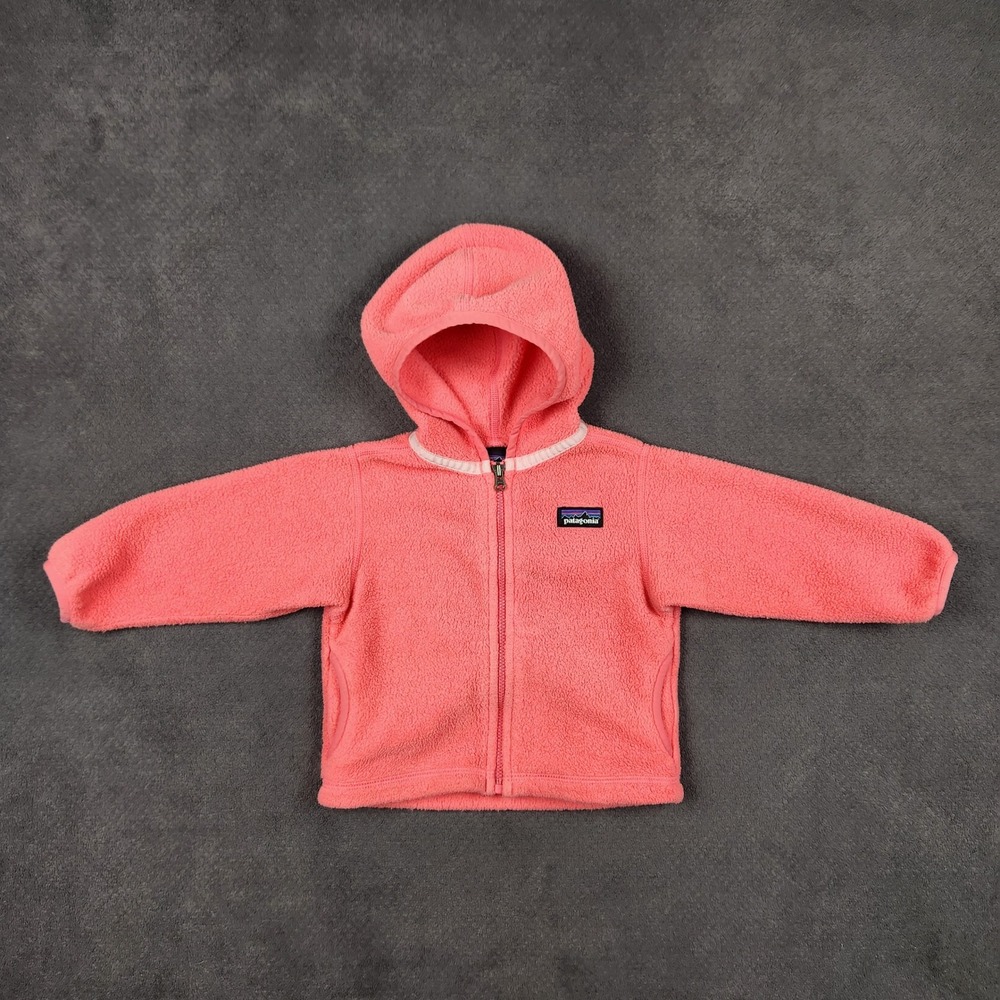 Patagonia Synchilla Cardigan Baby 6-12M Pink Full Zip Hooded Fleece 60092